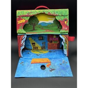 RARE VTG 1970's Sears Winnie The Pooh Carry-all Playhouse Case Toy Fold-out EUC